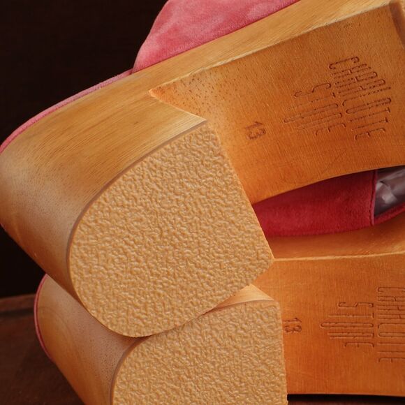 Charlotte Stone Pink Sandals with Wooden Platform - Picture 9 of 16